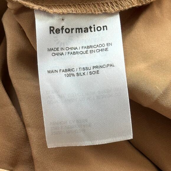 Reformation Poppies Silk Cut-out Maxi Dress Croissant Neutral Size 4 - Picture 11 of 12